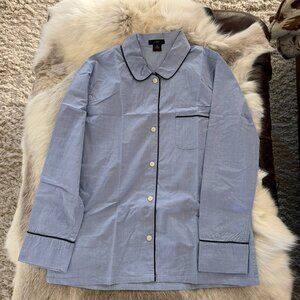 J. Crew Blue Cotton Long Sleeve/Pants Pajama Set Size M